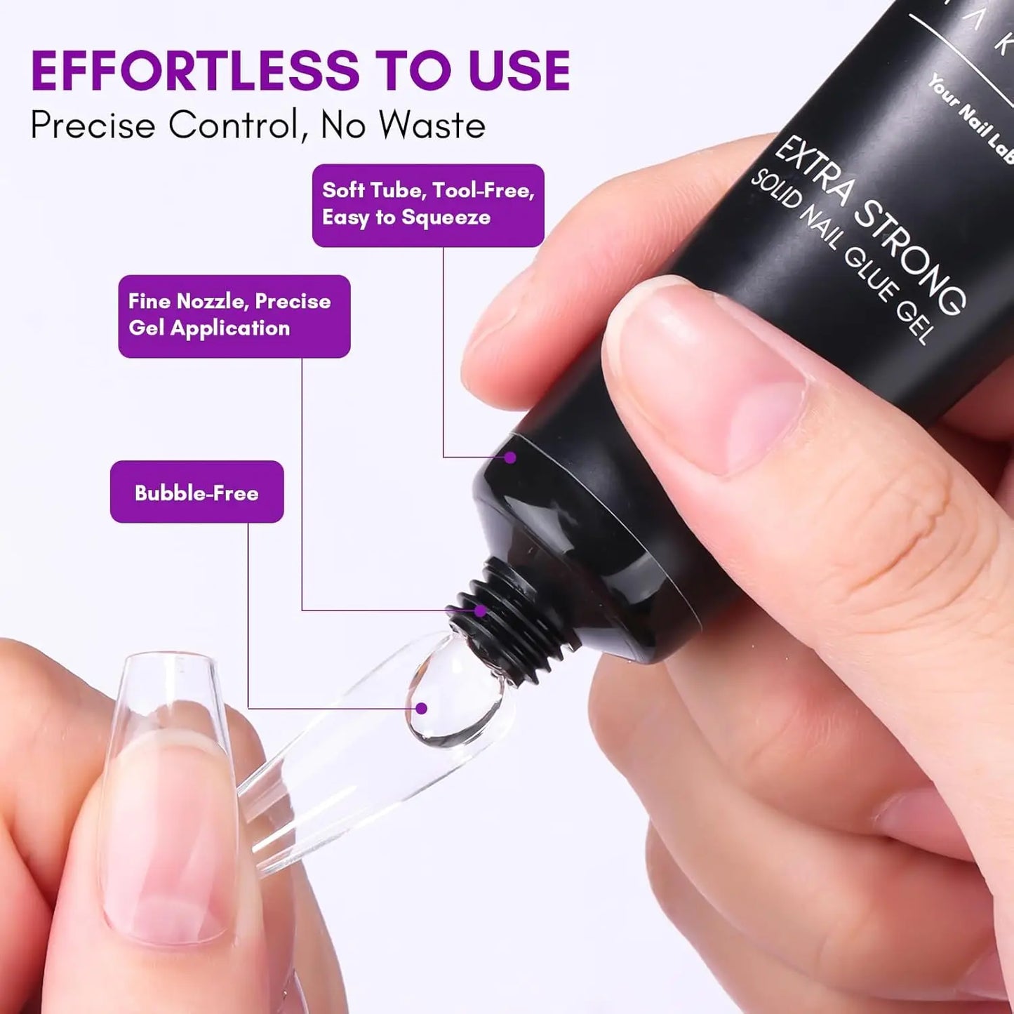 Makartt Solid Nail Glue with Glue Remover Kit: Super Strong Nail Glue Gel for Press on Nails and Nail Tips Supplies UV LED Cured