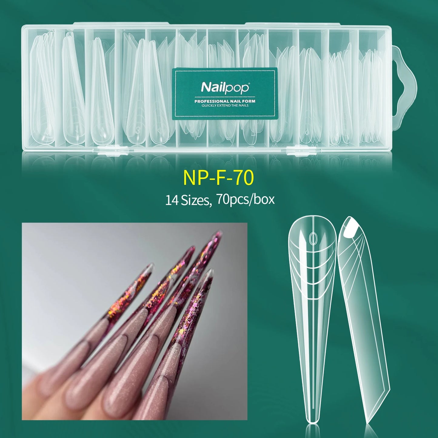 Nailpop Dual Forms 150pcs Quick Building UV Gel Molds Reusable Full Coverage Acrylic Top Extension Forms Poly Nail Gel Molds