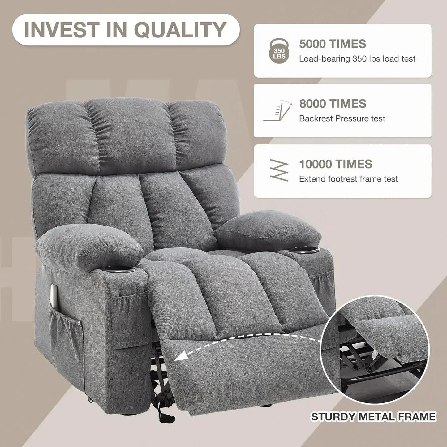 Massage Rocker Recliner Chair with Heat and Vibration Ergonomic Rocking Lounge Chair for Living Room.