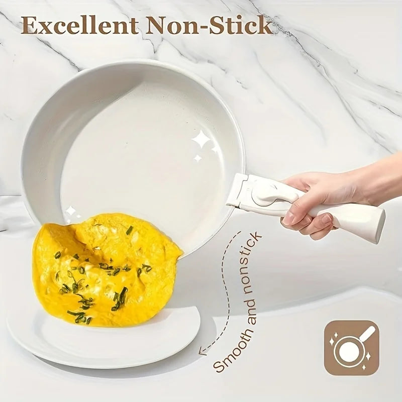 White 15pcs Pot And Pan Set Non-stick, Kitchen Cookware Set With Removable Handle, PFAS And PFOA Free, Kitchenware, Gift