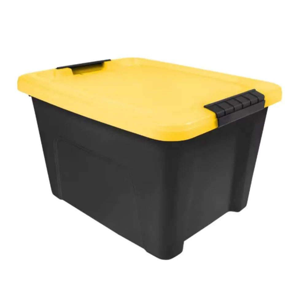 20 qt. 5 Gal. Plastic Storage Bins with Lids, Black Latching Stackable Totes 6Pk