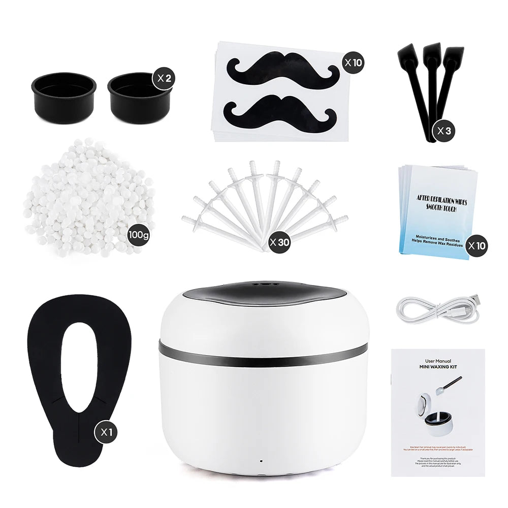 Mini Wax Heater Machine 40g Silicone Bowl Wax Warmer Nose Ear Hair Removal Waxing Kit Wax Bean Wax Heating Melting Pot Melter