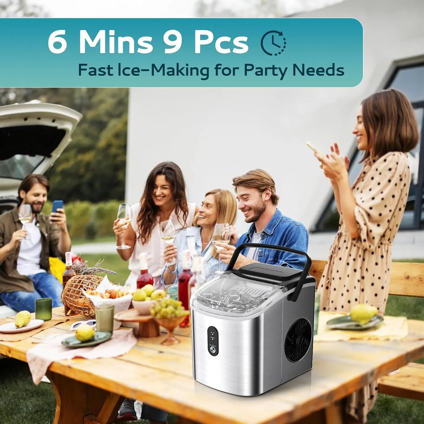 XMSJ Countertop Ice Maker 26 Lbs Per Day Auto Clean