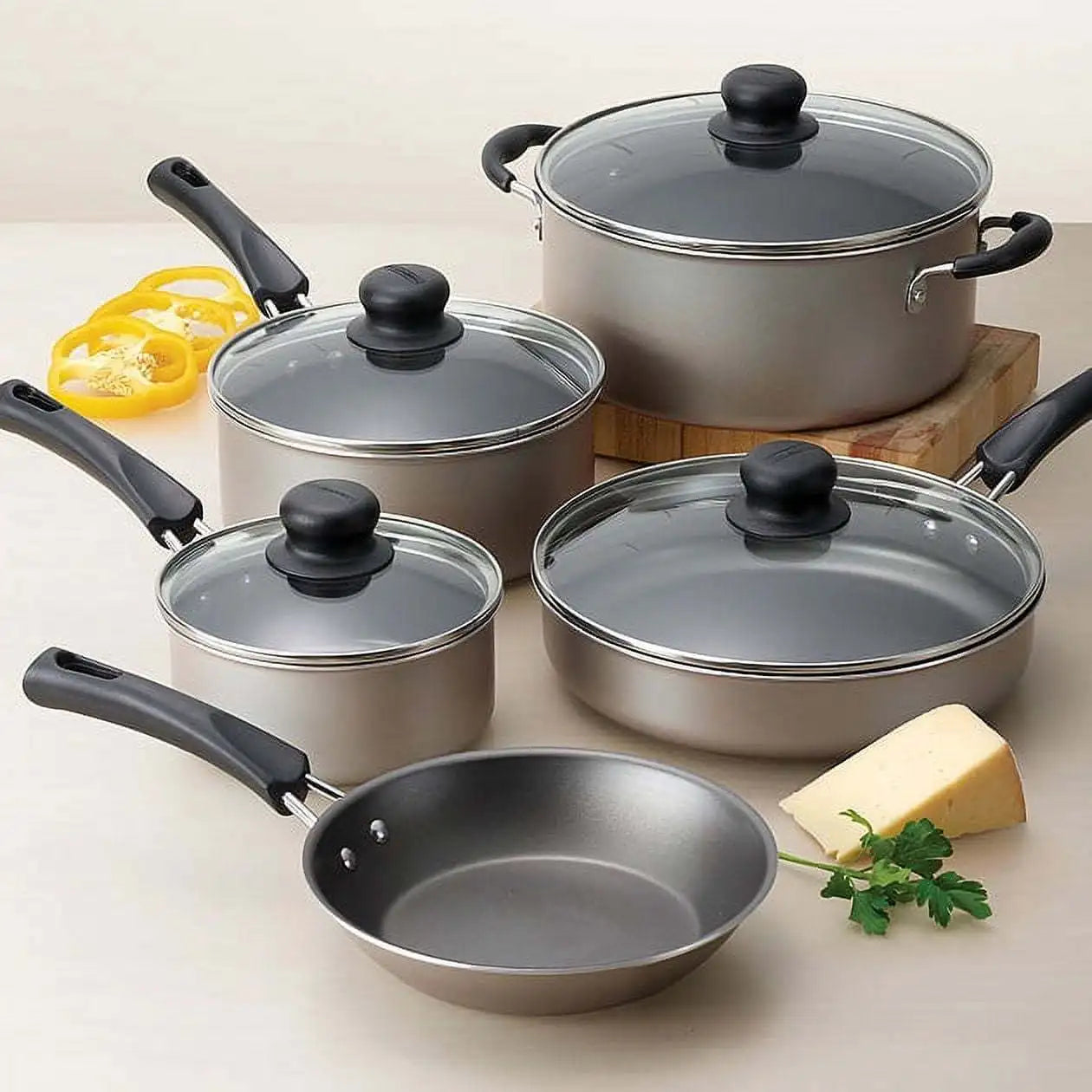 All Purpose Nonstick Cookware Champagne Set Lightweight