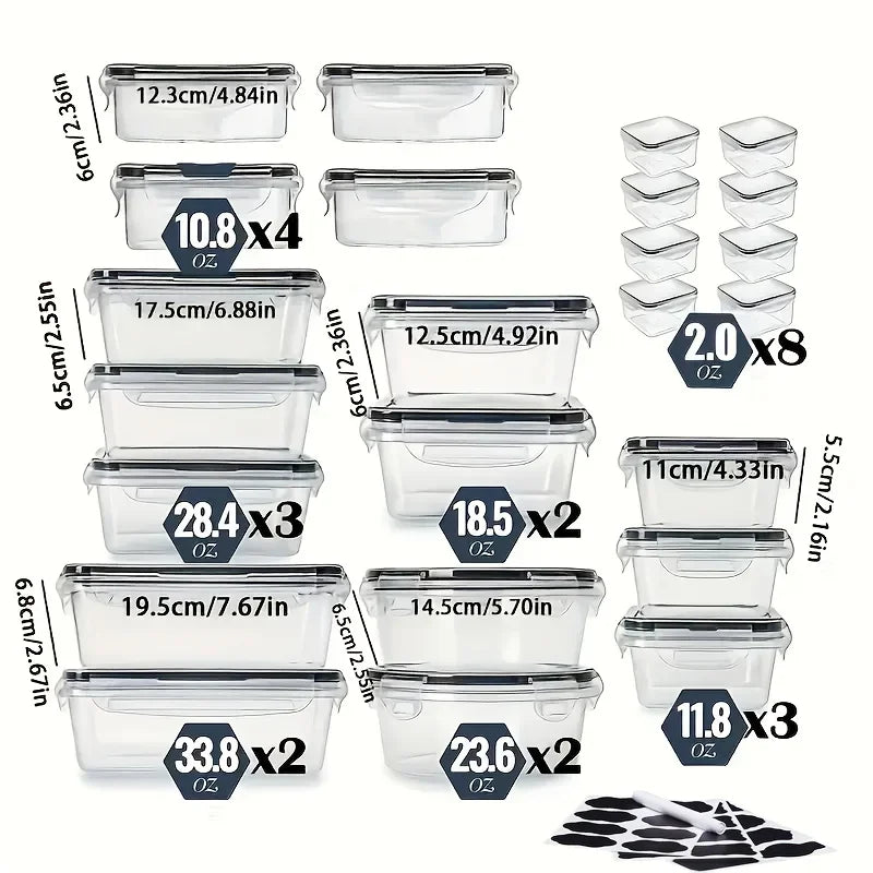 48pcs Leakproof Food Storage Containers Set, BPA-Free Stackable Meal Prep, Easy-Snap Lids, Free Labels & Marker