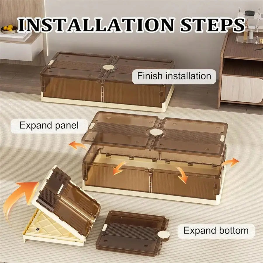 Under Bed Storage,1Pack Stackable Bed Storage With Wheels Installation-Free Under Bed Storage Containers Insect-Proof