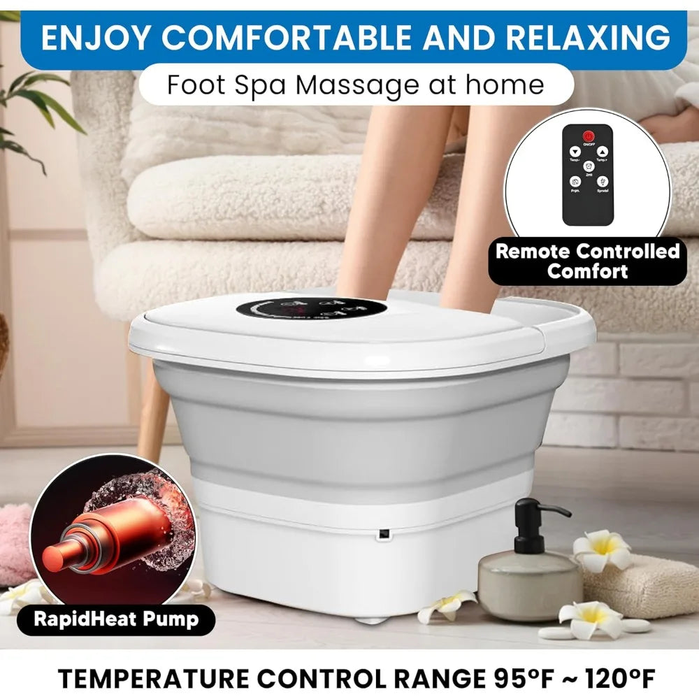 NEW - Collapsible Foot Spa Bath Massager with 2025 Upgraded Rotary Shiatsu Taiji Pad for Comfort, Heat
