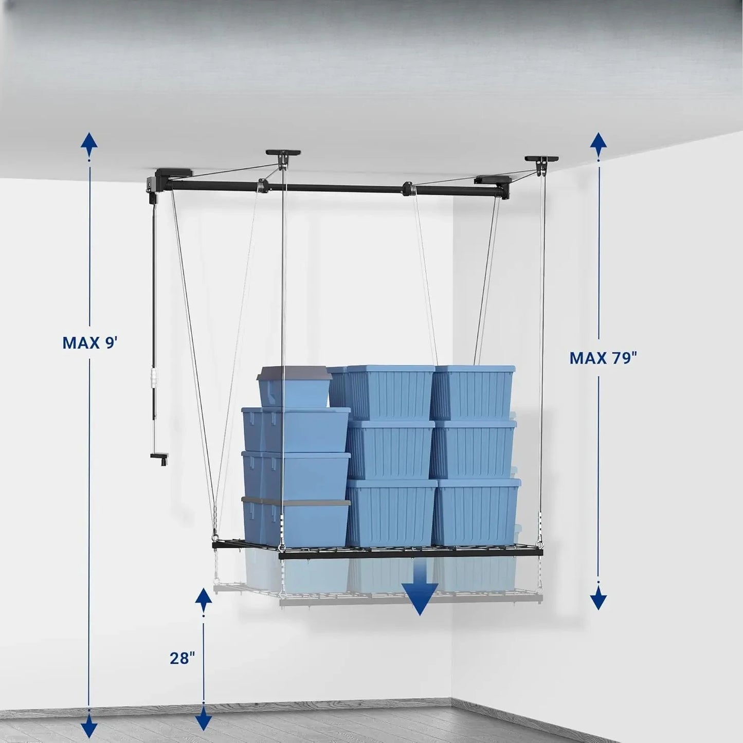 Overhead Garage Lifting Storage Rack Heavy Duty Organizer