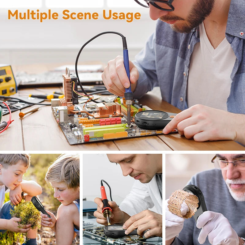 500X Digital Microscope 1080P 2.0inch Video Coin Microscopio with Magnifying Glass for Electronics Repair With 8LED Micro Lens