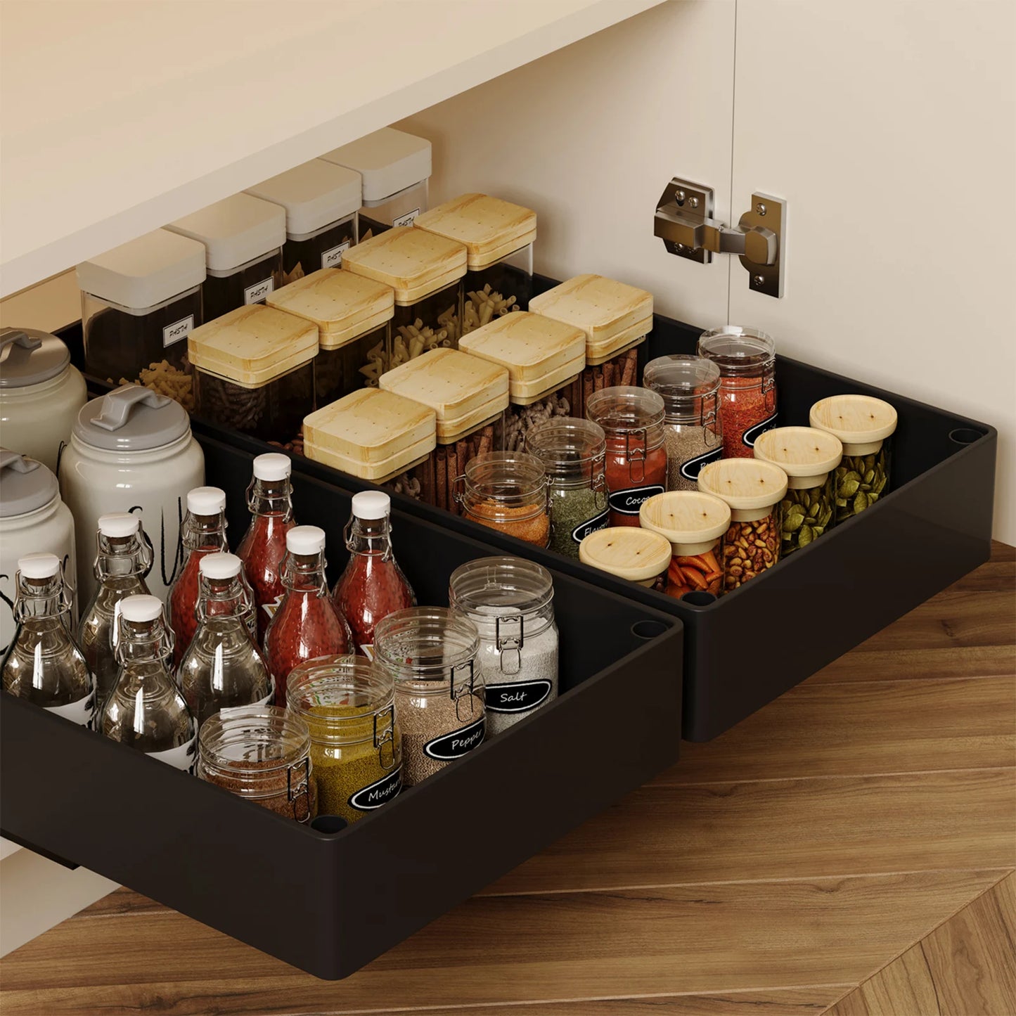 2Pcs Pull-Out Cabinet Organizer – No-Punch Slide-Out Racks for Kitchen, Bathroom, Pantry, and Cabinets, Home Storage Solution