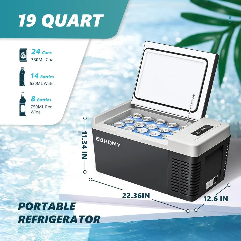 12 Volt Refrigerator, 19QT(18L) Compressor Electric Cooler APP Control, Car Fridge -4℉~68℉