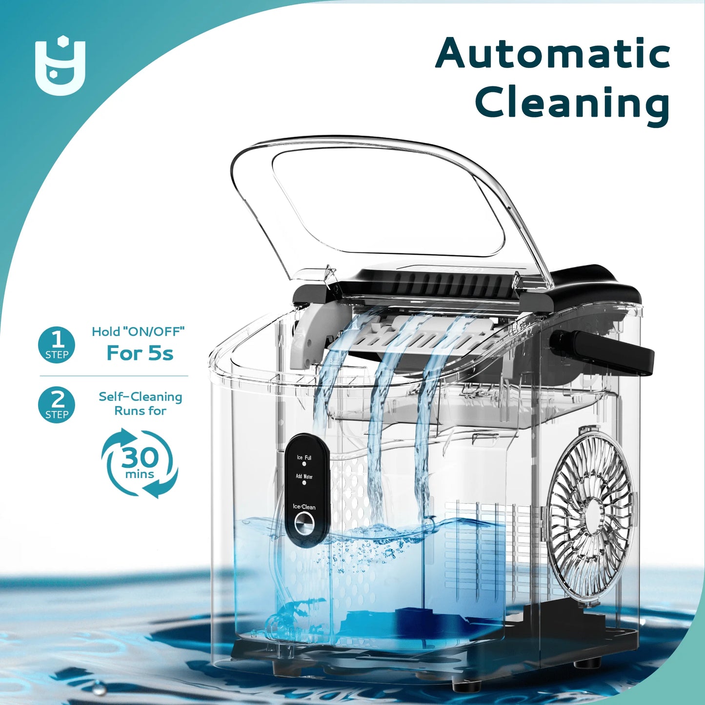 XMSJ Countertop Ice Maker 26 Lbs Per Day Auto Clean