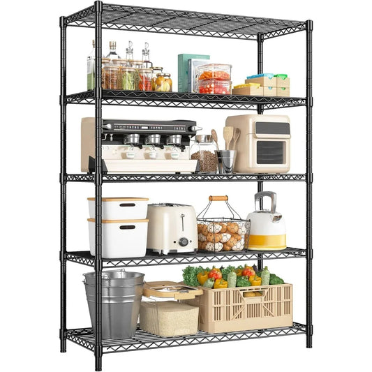 Hign-concerned Storage Shelves 5 Tier Wire Unit For Kitchen
