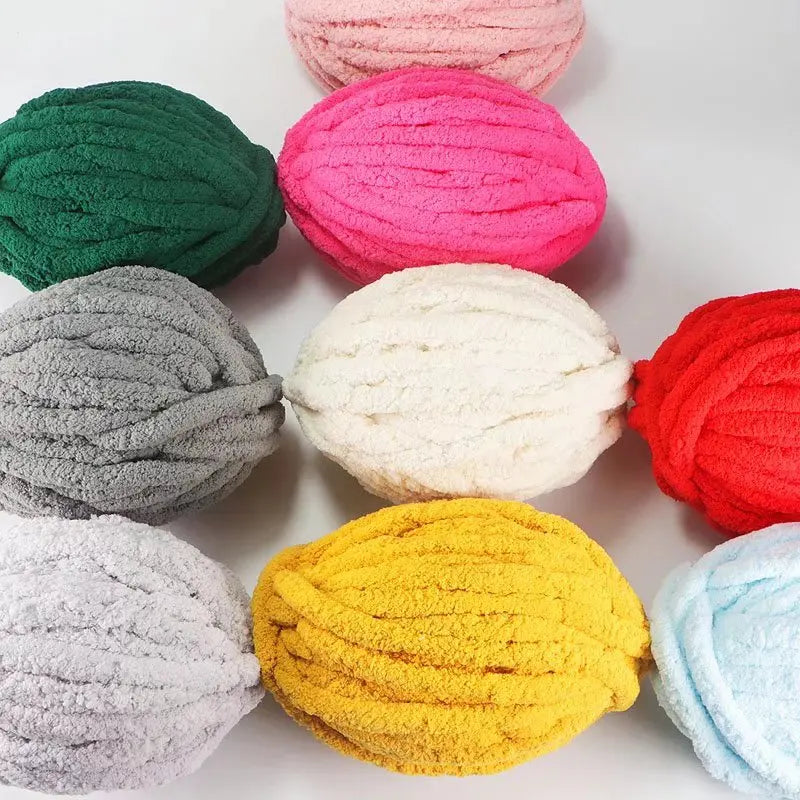250g Extra Thick Ice Yarn Blanket Hand-Knitted DIY Thread Large Thickness Chenille Cushion Pet Nest Thread Icelandic Scarf Hat Stick Needle Close-Fitting Soft Extra Thick Wool Ball 1 Piece = 1 Piece = 250 Grams