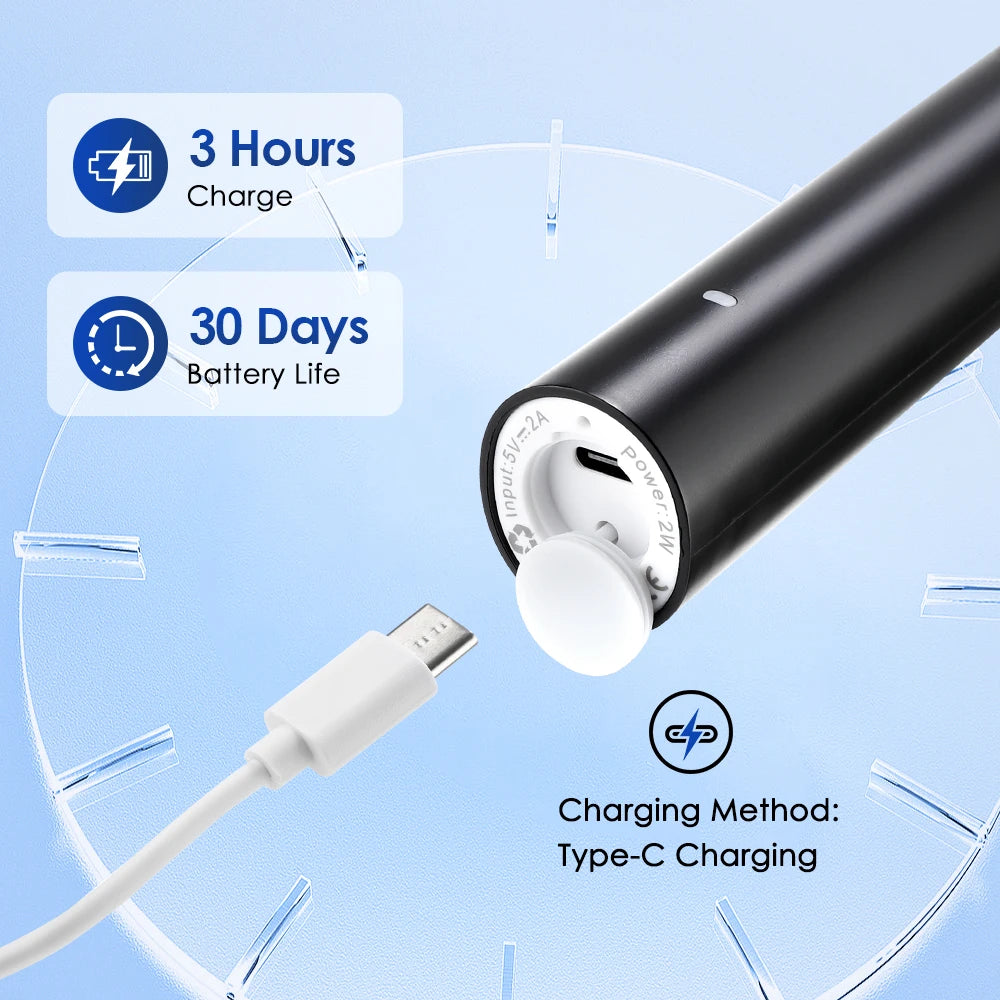 Electric Smart Rotating Timing Toothbrush, Rechargeable Rotary Toothbrush with 4 Heads, 5 Modes Setting Teeth Whitening Oral Car