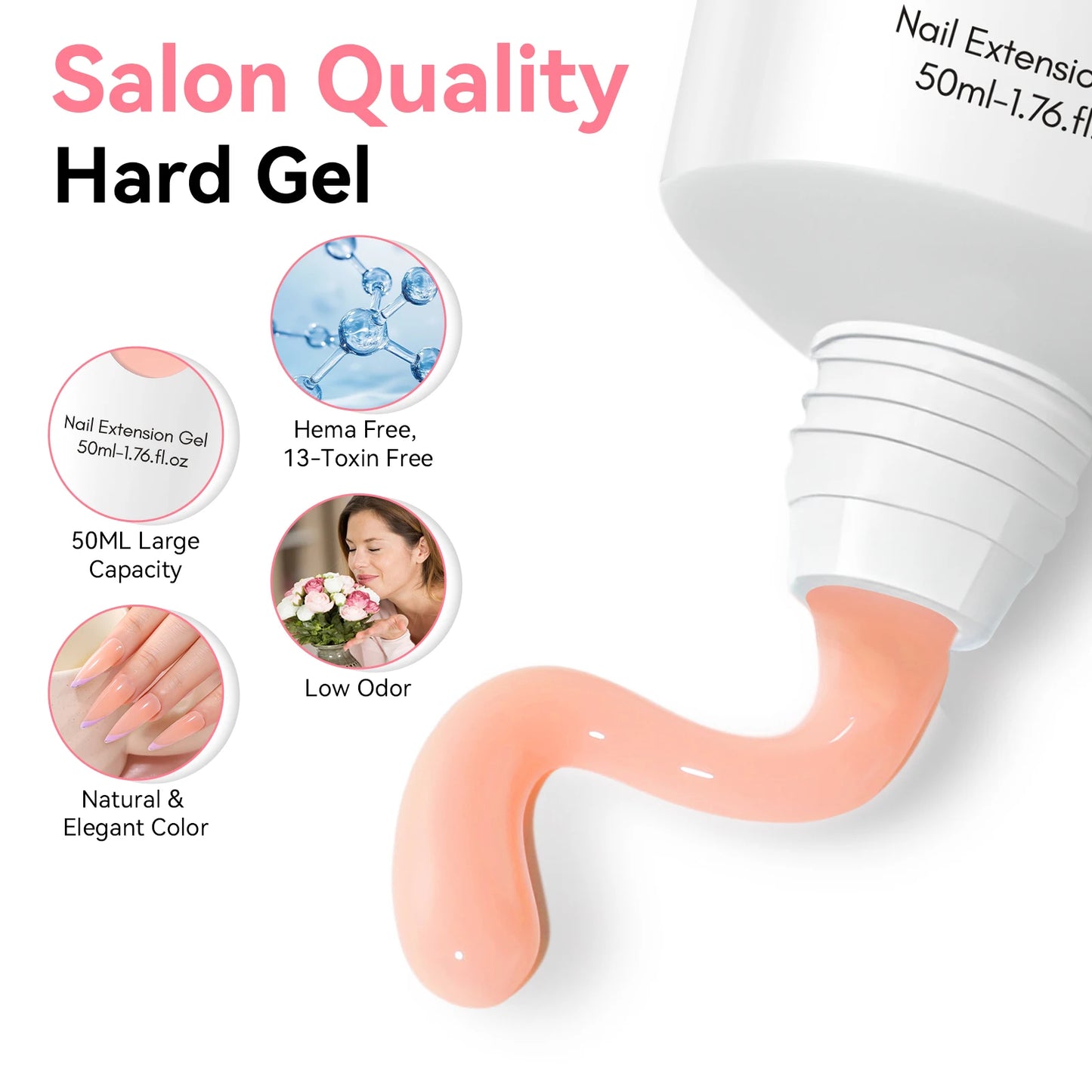 Makartt Poly Nail Extension Gel for Nails ,Clear Pink Builder & Sculting Soak Off Hard Gel for Strong Natural Look for Beginer