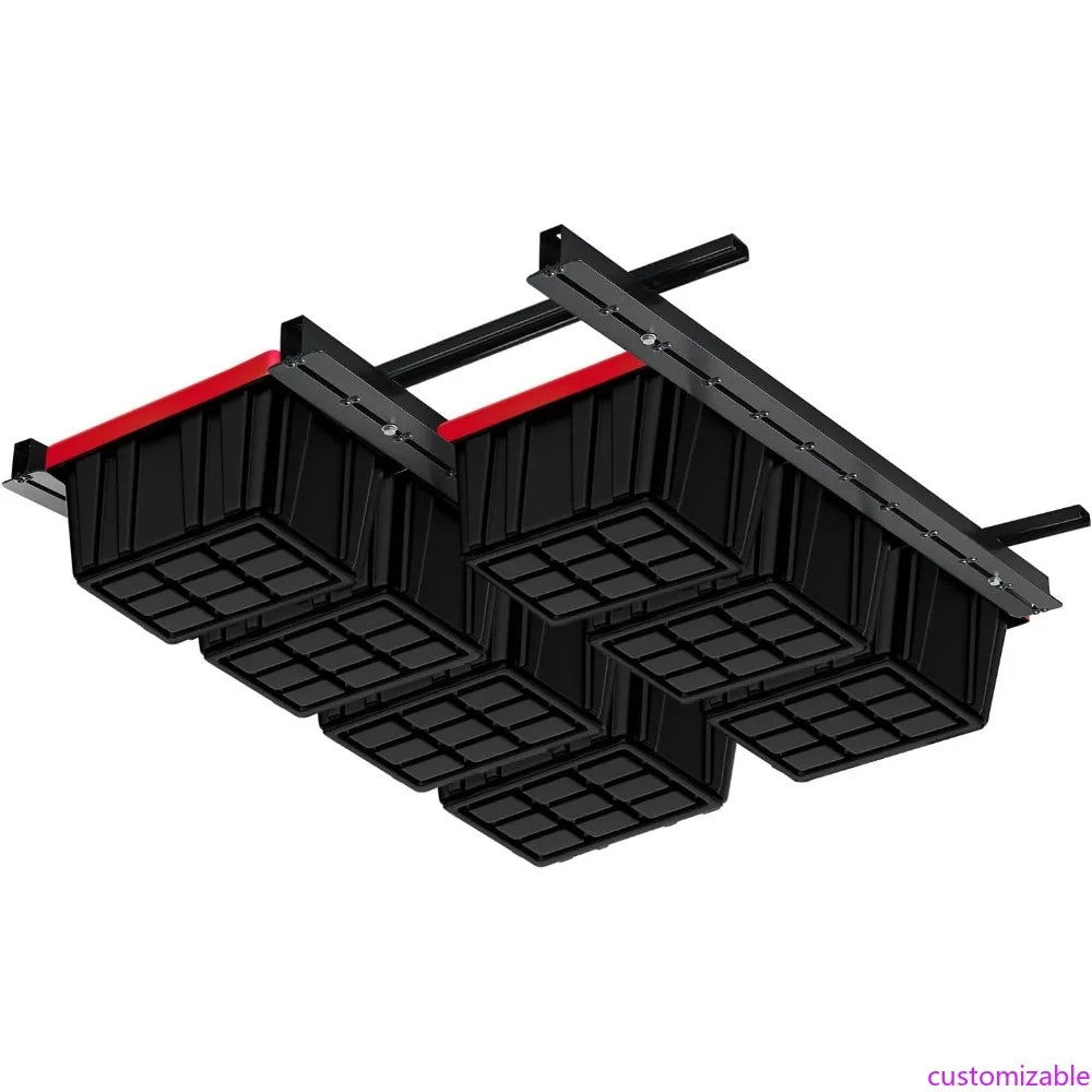 Adjustable Ceiling Mounted Garage Storage Rack - Heavy Duty Hanging Organizer for Overhead Space