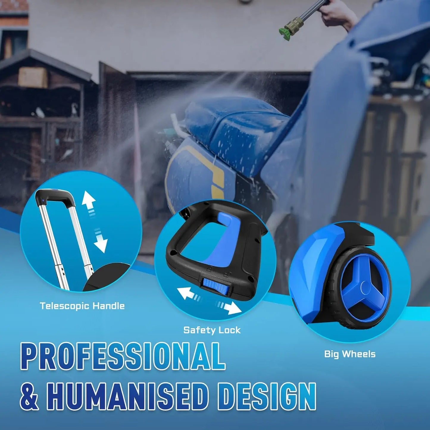 Pressure Washer Touch Screen Adjustable Pressure,4 Nozzles and 500ml Foam Cannon Power Washer Cleaning for Cars/Fences Cleaning