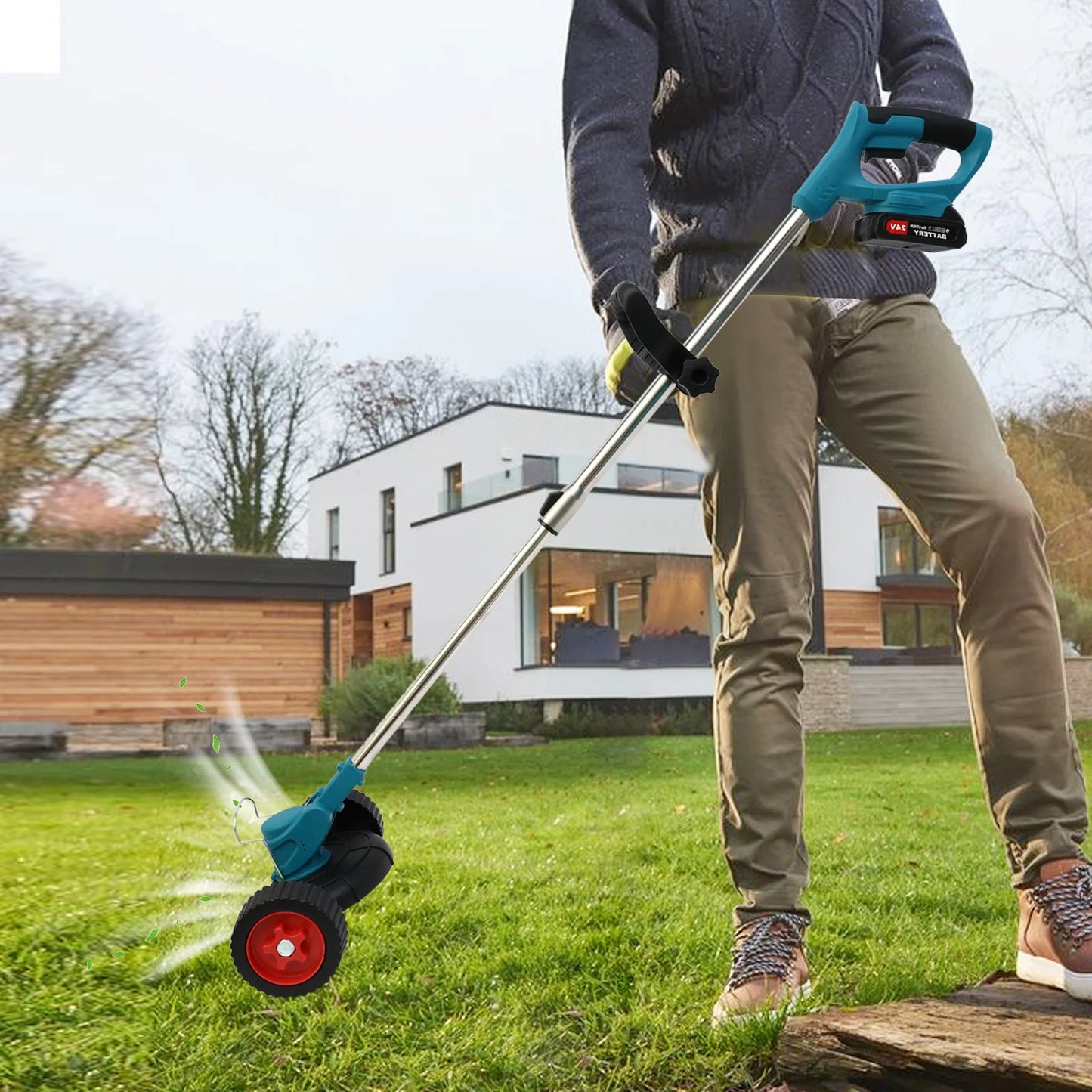 Grass Trimmer Cordless Weed 3-in-1 21V Portable Electric Brush Cutter 2 Batteries & Charger 2600mAh for Garden Yard Weed