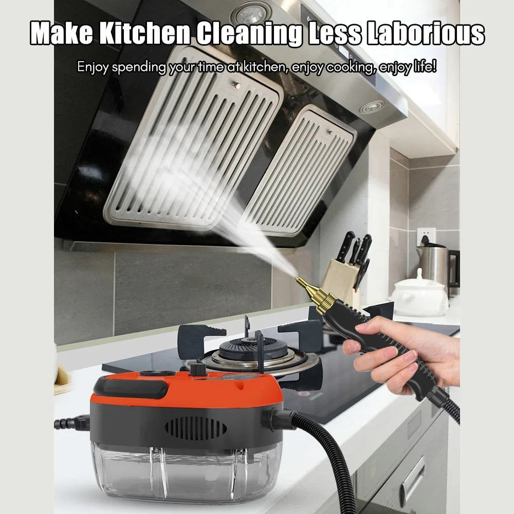 2500W Portable Handheld Steam Cleaner High Temperature Pressurized Steam Cleaning Machine with Brush Heads for Kitchen Cleaning