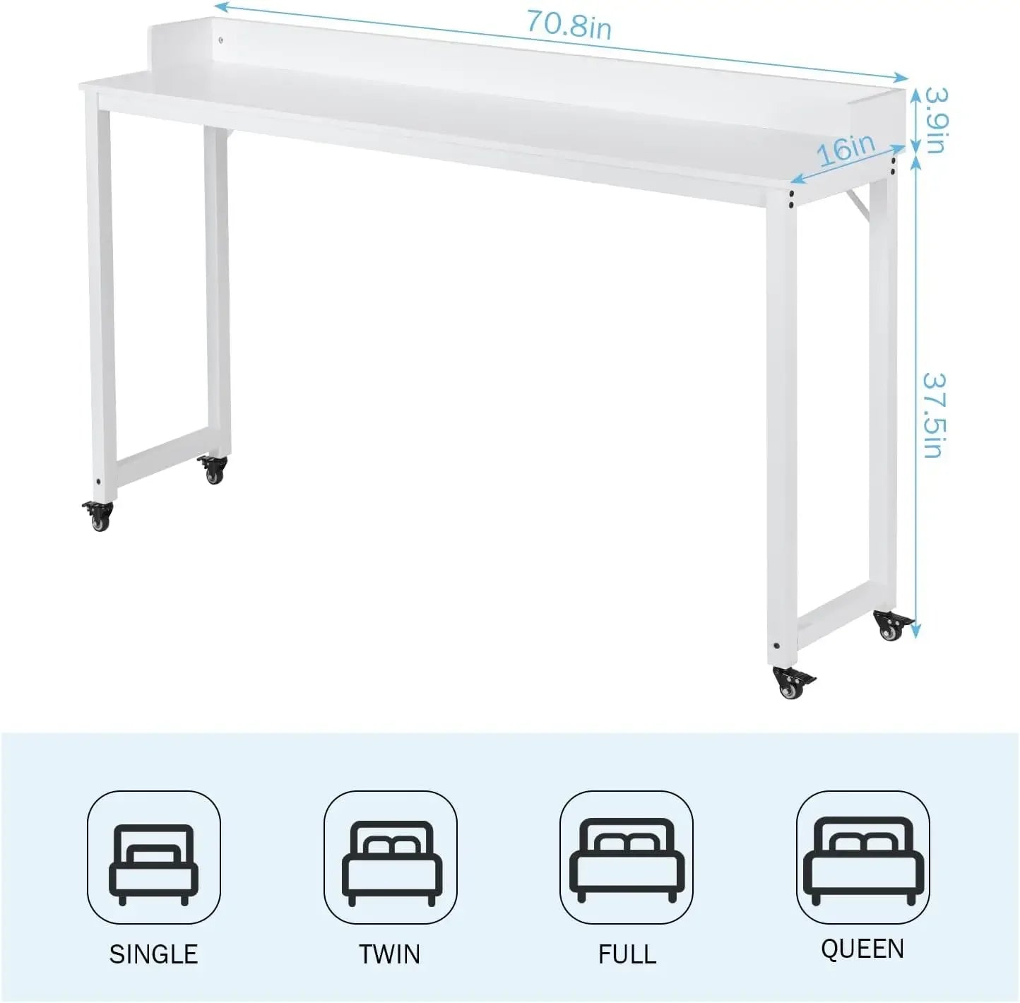 XMSJ Overbed Table With Wheels Mobile Computer Desk
