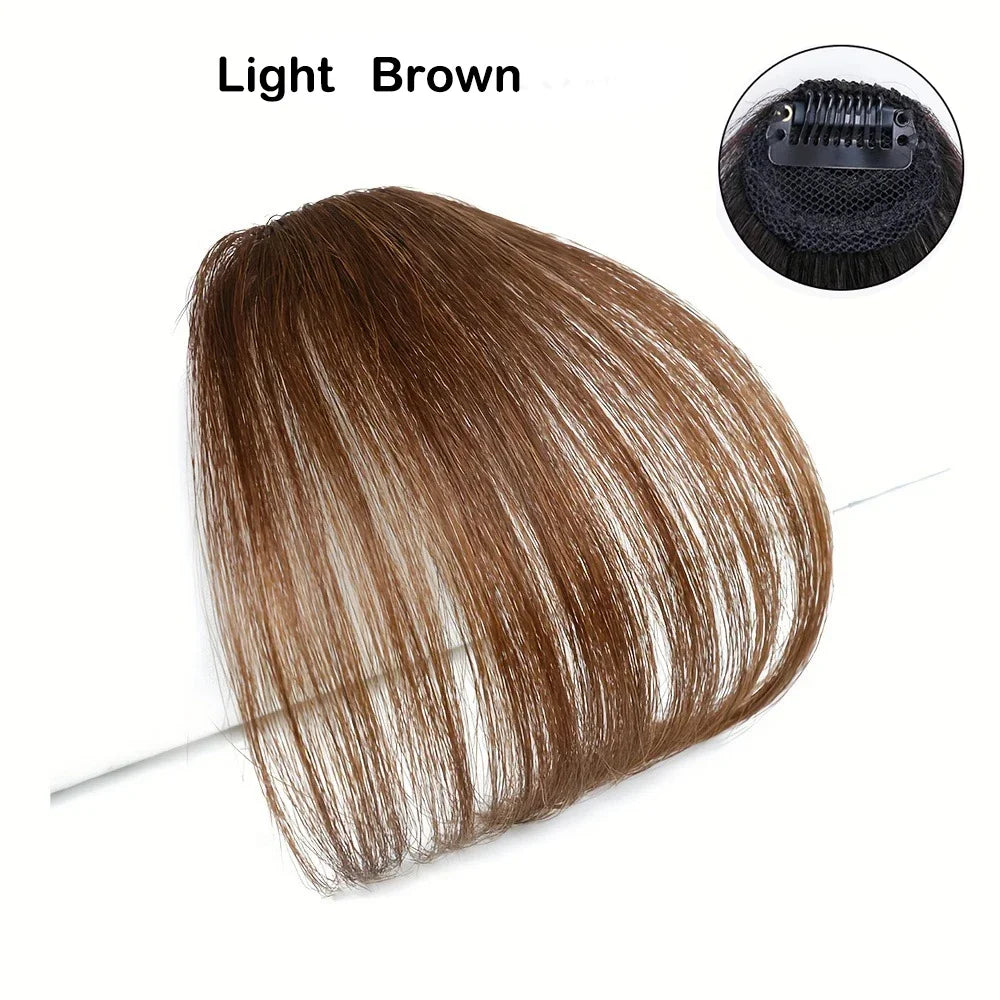 Sunslymei Fake Synthetic Air Bangs Clip-In Hair Extension Fringe False Blunt Hairpiece for Women Clip In Front Hair Bangs