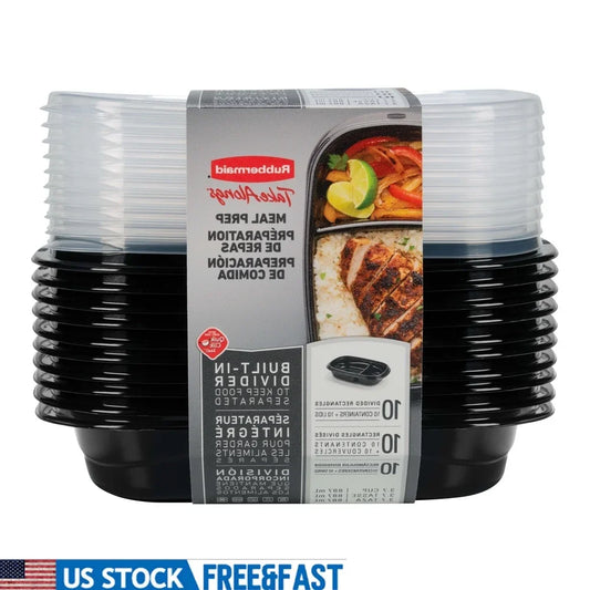 3.7 Cup Meal Prep Containers with Dividers Stackable Food Storage Containers Set of 10 Includes Lids Microwave Dishwasher Safe