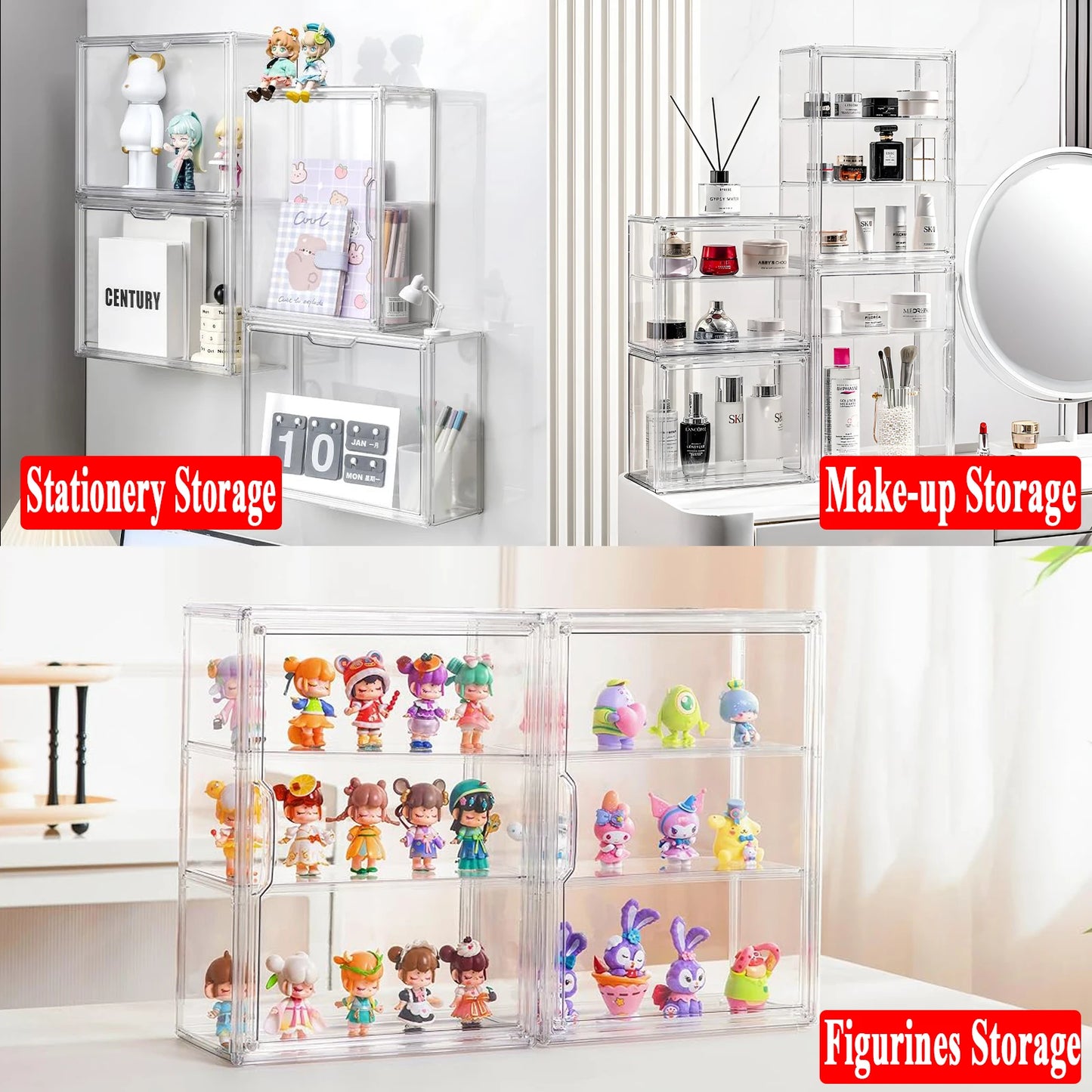 Acrylic Clear Storage Box Transparent Blind Box Organizer Doll Display Case For Labubu Figure Figurine Collectibles