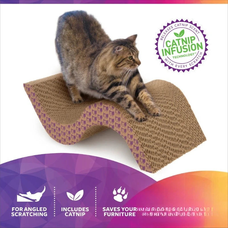 t Super Scratcher & Scroll, Wide Corrugated Cat Scratcher for Indoor Cat & Kittens, Catnip Infusion Technology, Recycled