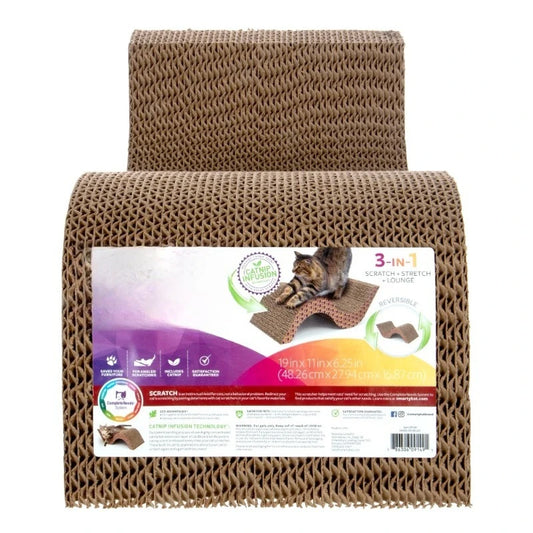 t Super Scratcher & Scroll, Wide Corrugated Cat Scratcher for Indoor Cat & Kittens, Catnip Infusion Technology, Recycled