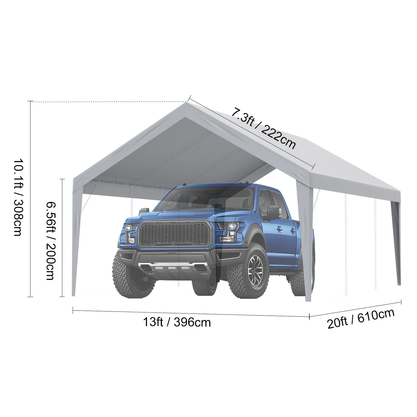 SucceBuy Carport Replacement Canopy Cover Garage Top Tent Shelter Tarp Heavy-Duty Waterproof & UV Protected