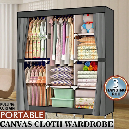 Efoee 69 Inch Wardrobe Organizer, Bedroom Portable Wardrobe, Clothes Rail With Non-Woven Cover, Clothes Storage Rack