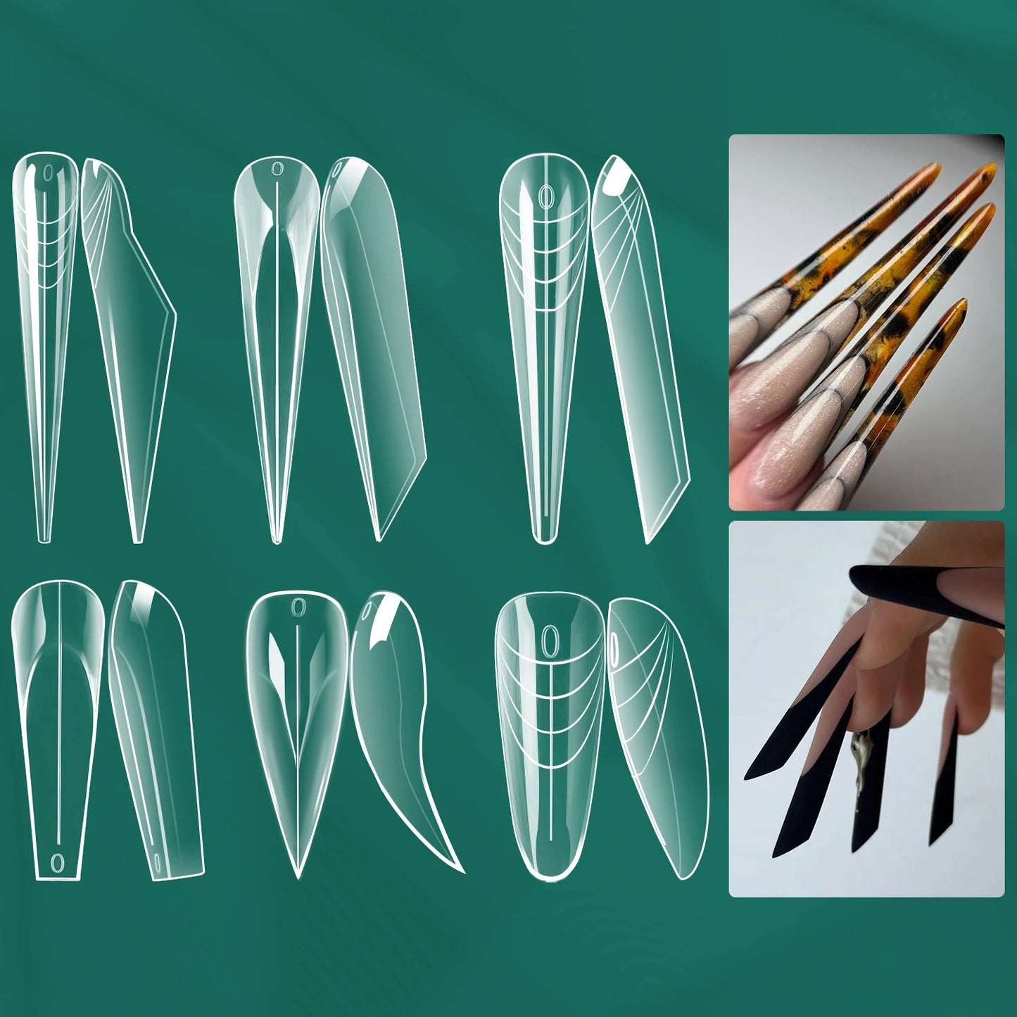 Nailpop Dual Forms 150pcs Quick Building UV Gel Molds Reusable Full Coverage Acrylic Top Extension Forms Poly Nail Gel Molds