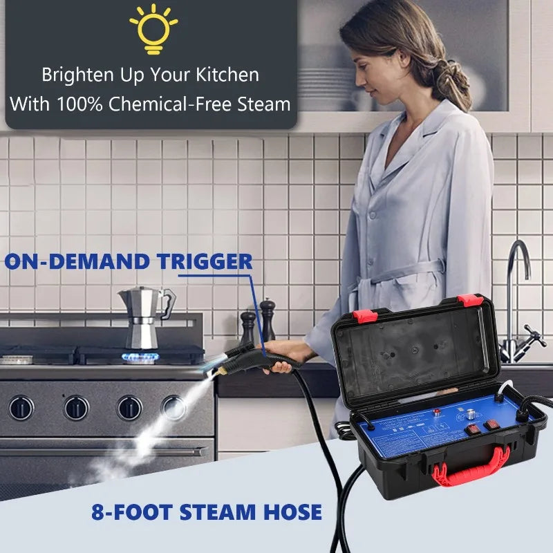 High Pressure Steam Cleaner, 1700W Power High Temp Portable Handheld Cleaning Machine For Car Detailing, Tankless He