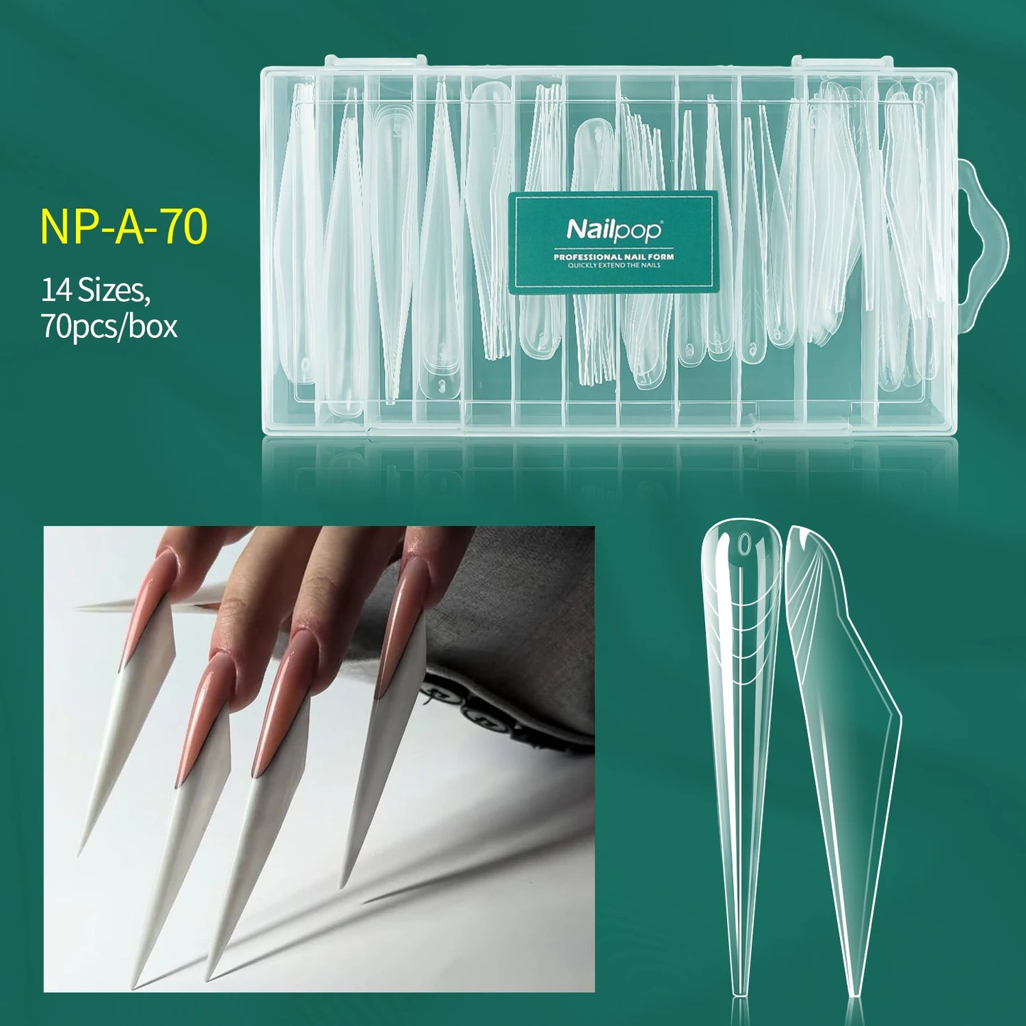 Nailpop Dual Forms 150pcs Quick Building UV Gel Molds Reusable Full Coverage Acrylic Top Extension Forms Poly Nail Gel Molds
