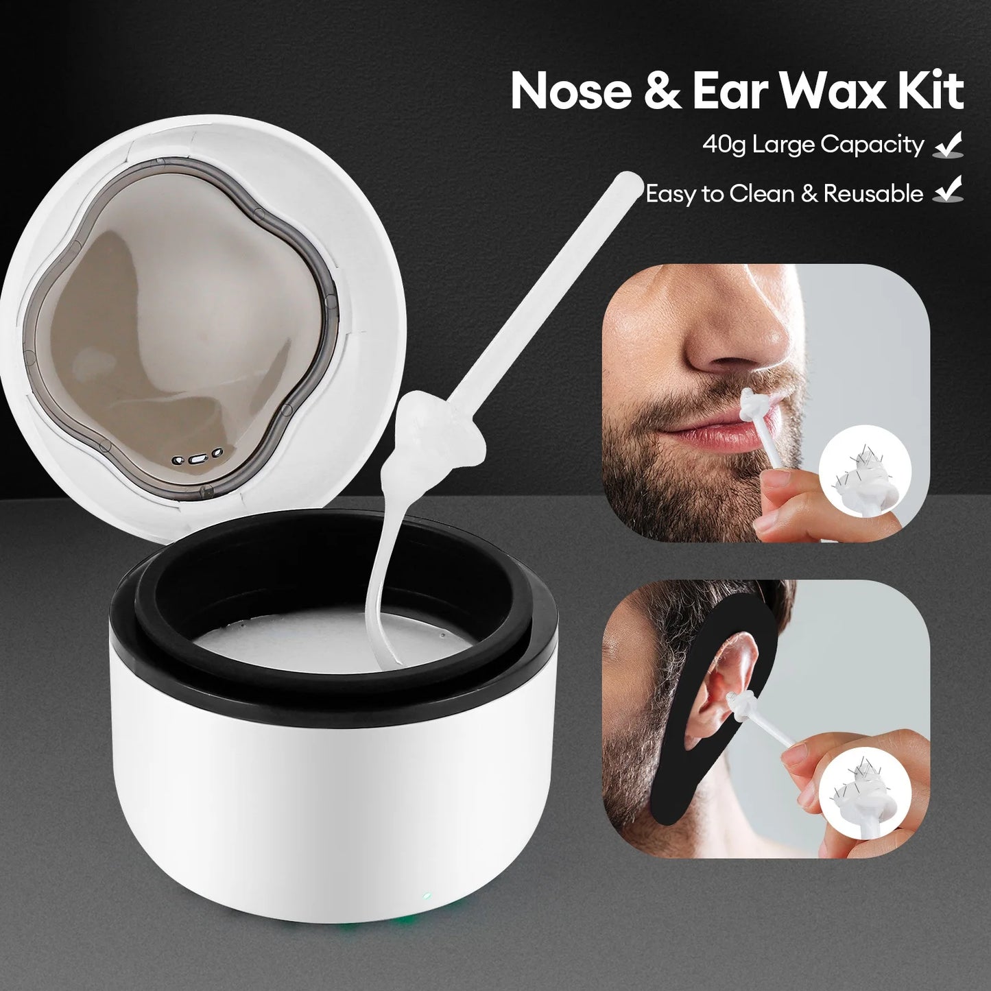 Mini Wax Heater Machine 40g Silicone Bowl Wax Warmer Nose Ear Hair Removal Waxing Kit Wax Bean Wax Heating Melting Pot Melter