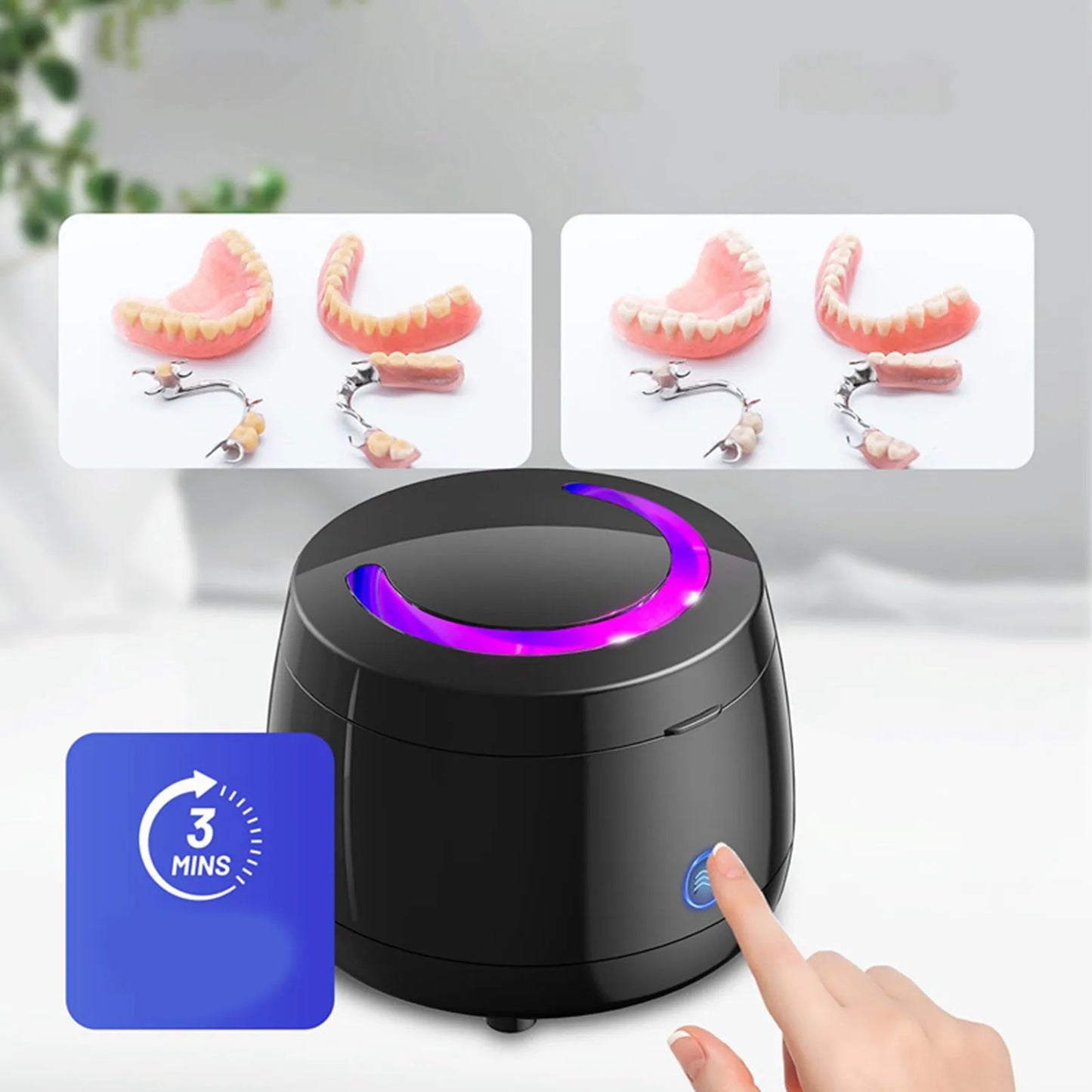 Powerful Teeth Cleaning Pod Retainer Cleaner Dentures Cleaner Professional UVC Portable Jewelry Cleaning Machine for Home Travel