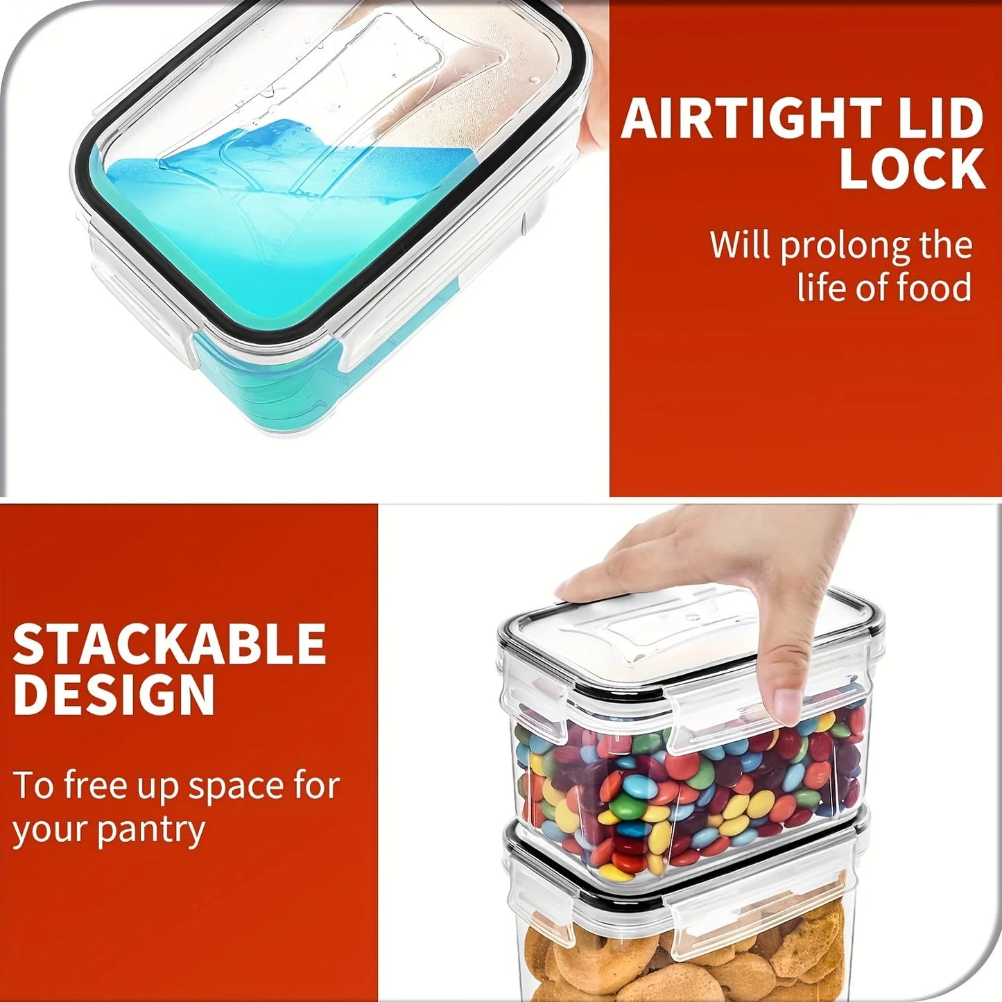 24Piece Airtight Food Storage Containers Set BPA-Free Plastic Canisters for Cereal Flour Sugar Pantry Organization with 40Labels