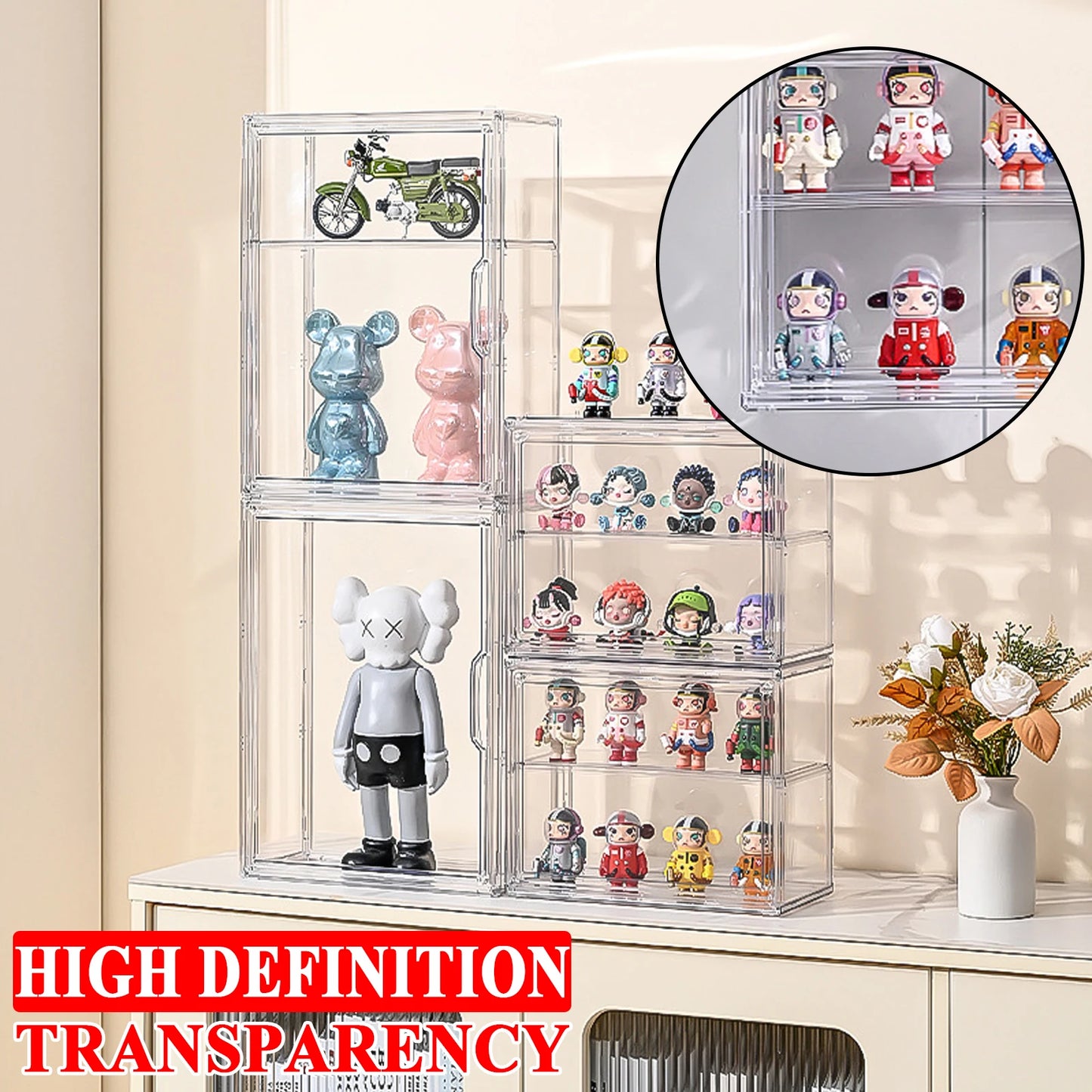 Acrylic Clear Storage Box Transparent Blind Box Organizer Doll Display Case For Labubu Figure Figurine Collectibles
