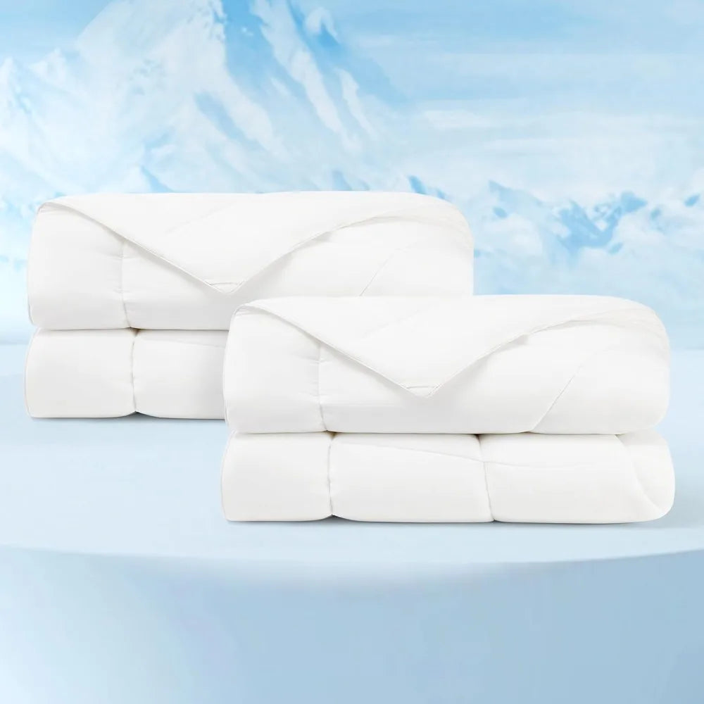 2 Pack White Cooling Blankets Queen & King Size