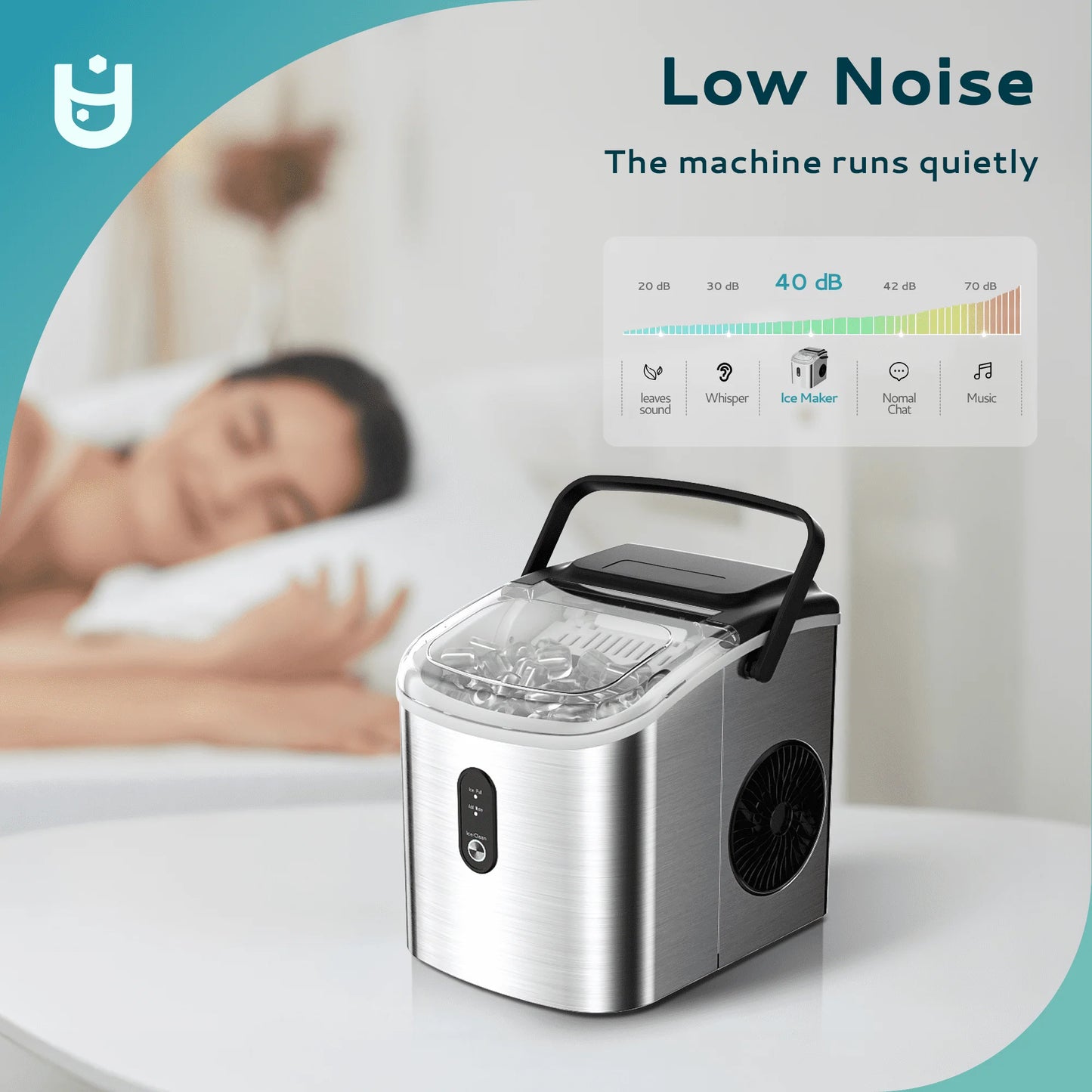 XMSJ Countertop Ice Maker 26 Lbs Per Day Auto Clean
