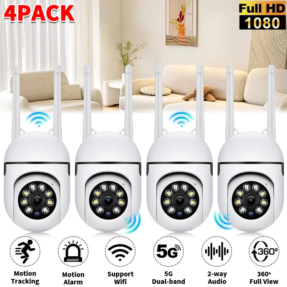 4-Pack Wireless 5G WiFi Security Camera System Smart Outdoor Night Vision 1080P