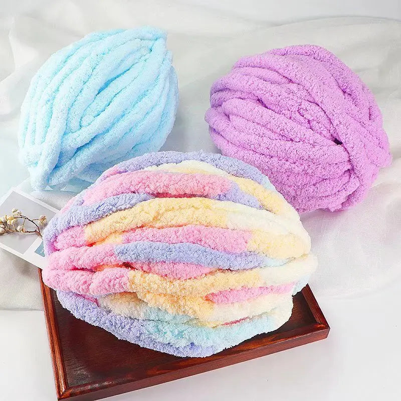 250g Extra Thick Ice Yarn Blanket Hand-Knitted DIY Thread Large Thickness Chenille Cushion Pet Nest Thread Icelandic Scarf Hat Stick Needle Close-Fitting Soft Extra Thick Wool Ball 1 Piece = 1 Piece = 250 Grams
