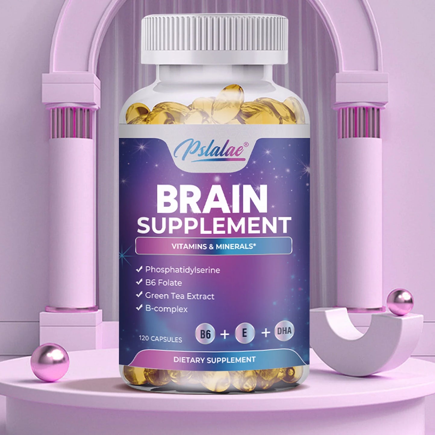 Brain Supplement - Boosts Brain Function, Helps Improve Memory, Concentration and Intelligence - 120 Capsules