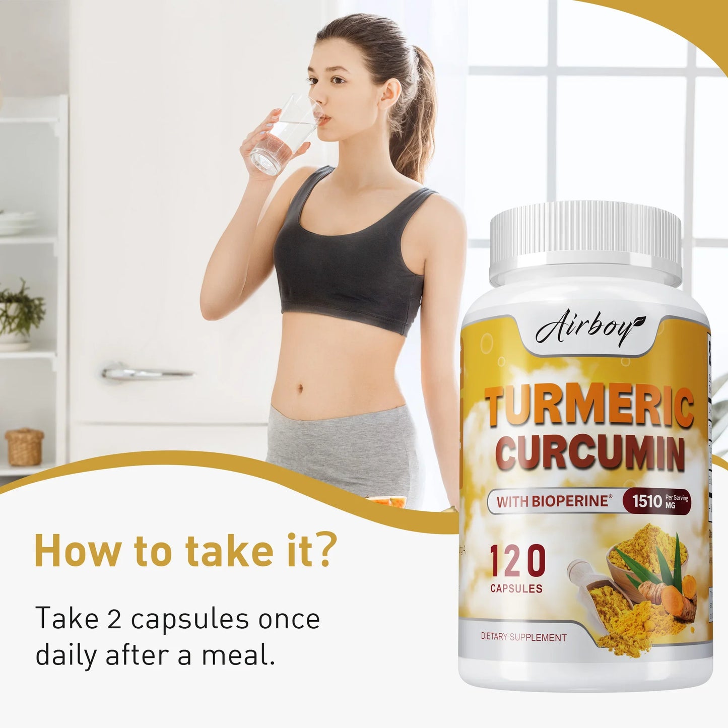 Turmeric Curcumin - Helps Relieve Muscle and Joint Pain, Antioxidant, Supports Immune, Heart, Digestive Health - 120 Capsules