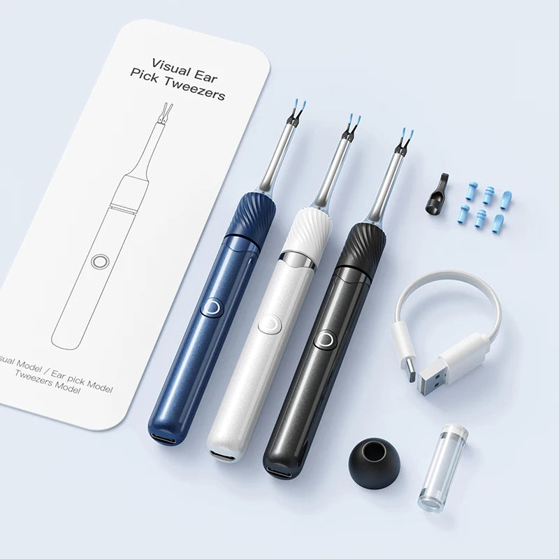 Ear Wax Removal 2-in-1 Visual Otoscope Ear Cleaner Tweezers with 6 Ear Spoon Earwax Removal Kit with Light  Ear Cleaner