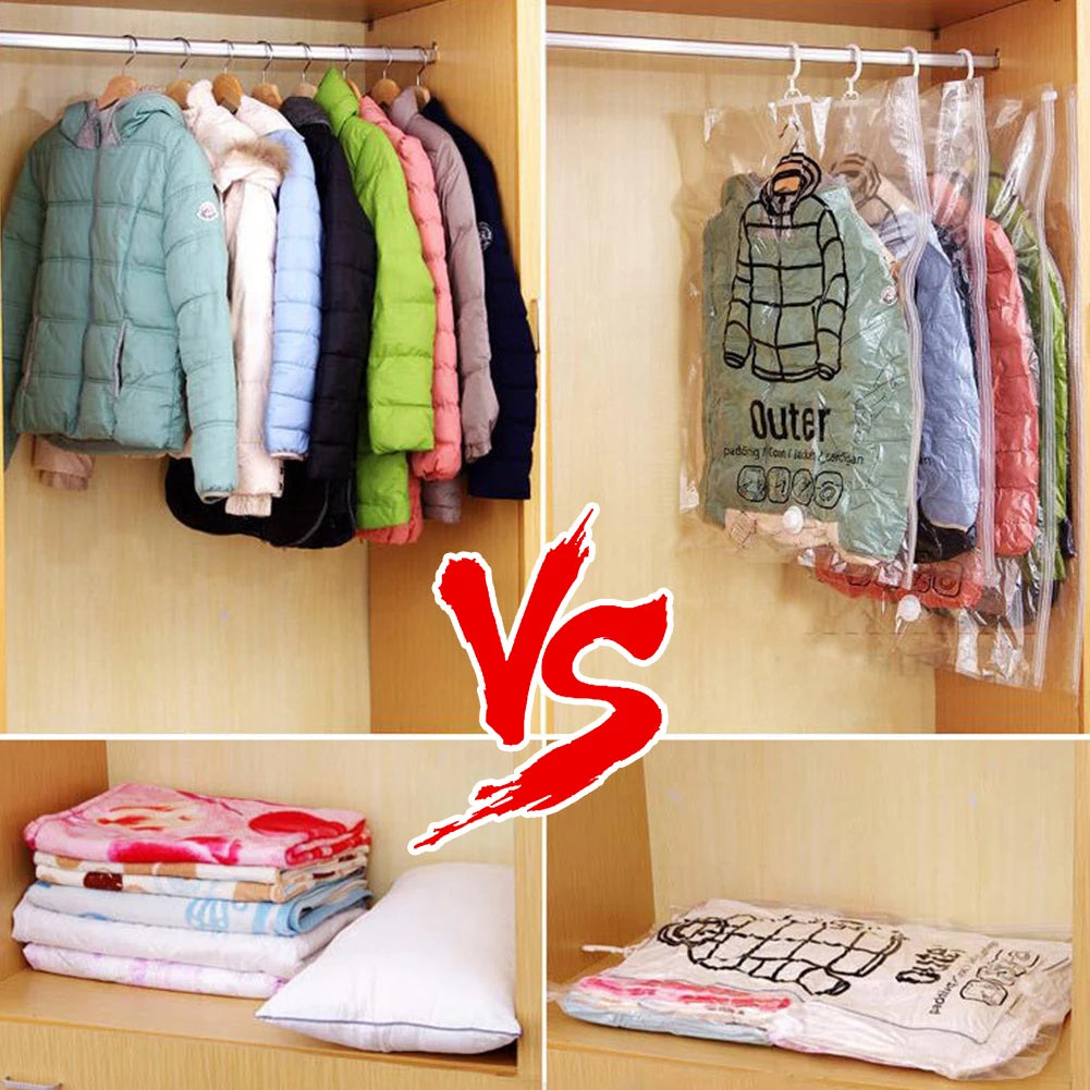 Hanging Compressible Storage Bag Reusable Clothes Compression Storage Bag Dustproof for Clothes Down Overcoat