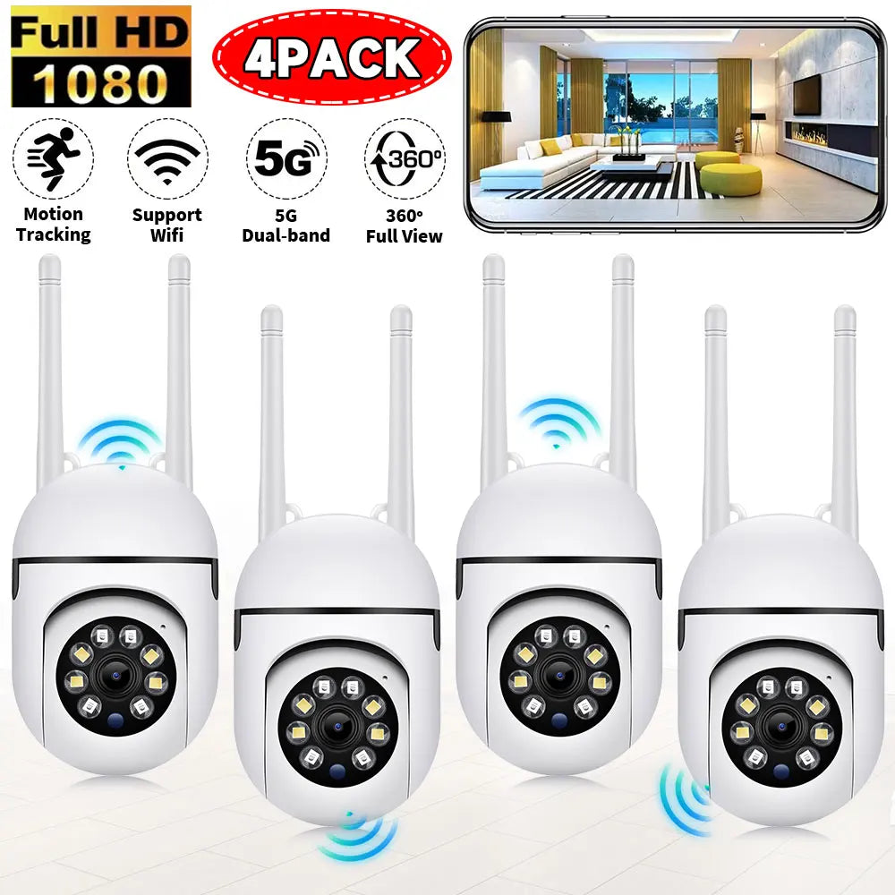 4-Pack Wireless 5G WiFi Security Camera System Smart Outdoor Night Vision 1080P