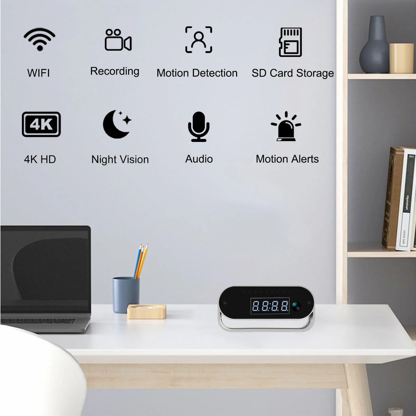 Ouvis 4K Camera Clock With WiFi Night Vision Recording