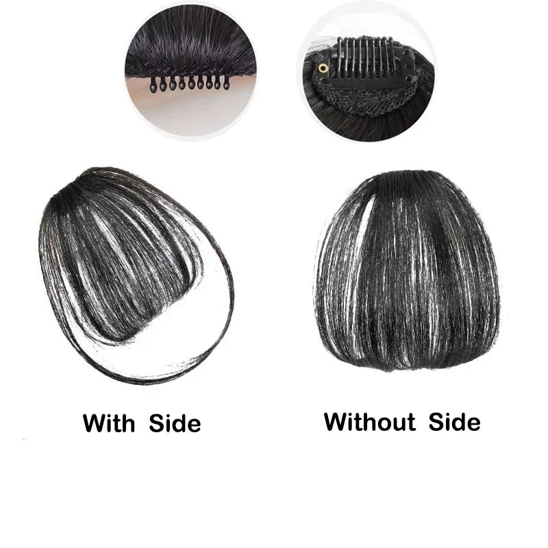 Sunslymei Fake Synthetic Air Bangs Clip-In Hair Extension Fringe False Blunt Hairpiece for Women Clip In Front Hair Bangs